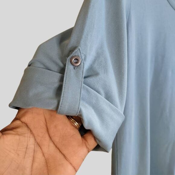 J.Jill Perfect Pima Dress Womens Size Small Blue Cotton Tunic Roll Sleeve Casual - Picture 7 of 10